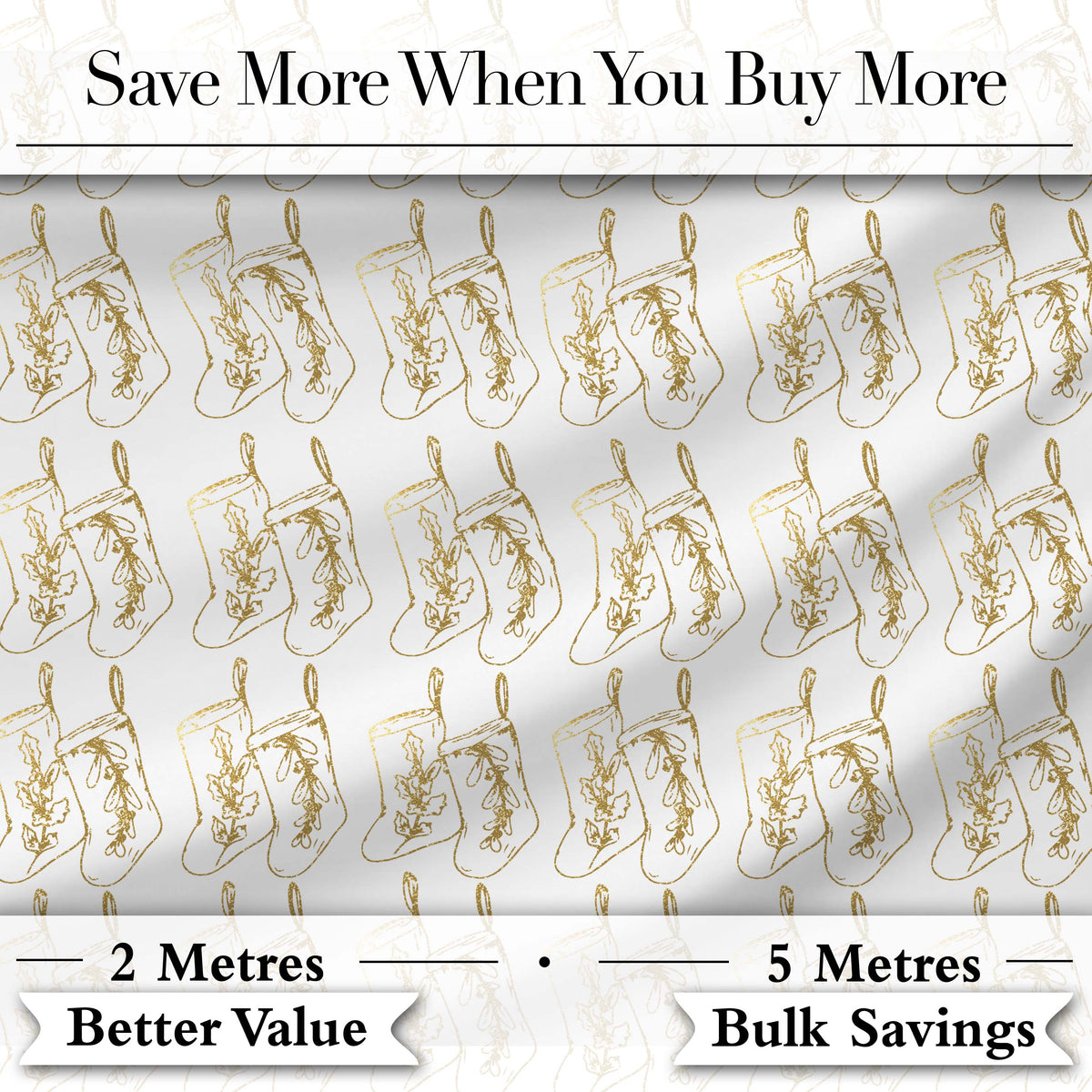 Gold Christmas Stockings Outline Seamless Pattern Cute Unique Gift  Digital Print Material by the Metre UK Sewing Quilting Textile