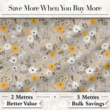 Yellow White Floral Meadow on Beige Seamless Pattern Lovely  Digital Print Material by the Metre UK Sewing Quilting Textile