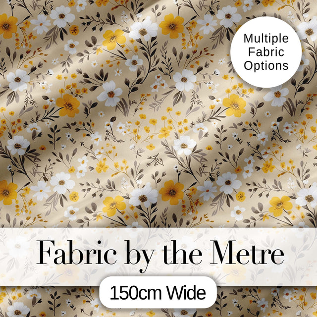Soft Yellow White Floral Ditsy Seamless Pattern Cute Unique Gift  Digital Print Material by the Metre UK Sewing Quilting Textile