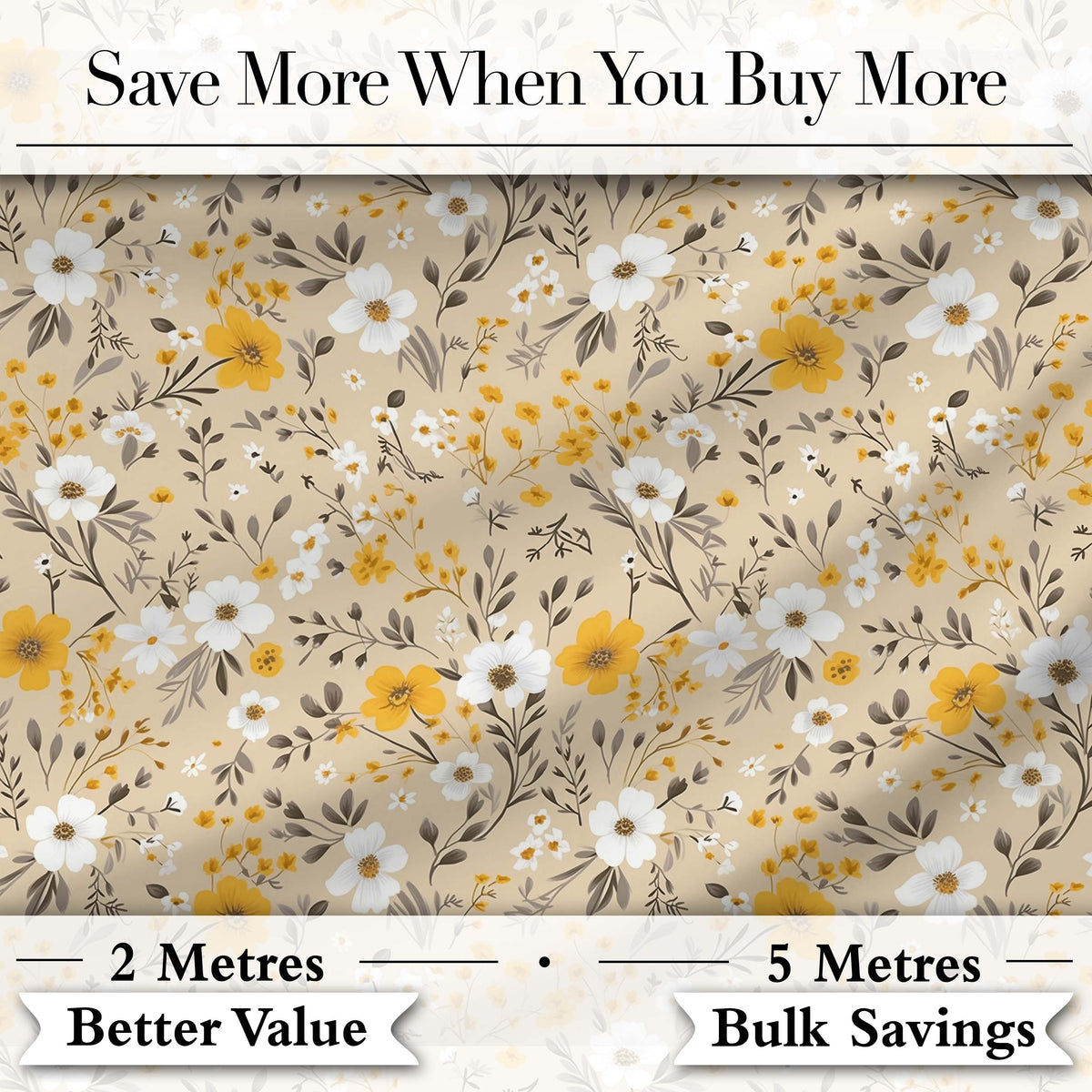 Soft Yellow White Floral Ditsy Seamless Pattern Cute Unique Gift  Digital Print Material by the Metre UK Sewing Quilting Textile