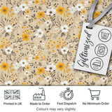 Soft Yellow White Floral Ditsy Seamless Pattern Cute Unique Gift  Digital Print Material by the Metre UK Sewing Quilting Textile