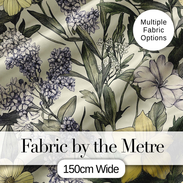 Vintage Botanical Floral Illustration Seamless Pattern Lovely  Digital Print Material by the Metre UK Sewing Quilting Textile