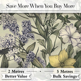 Vintage Botanical Floral Illustration Seamless Pattern Lovely  Digital Print Material by the Metre UK Sewing Quilting Textile