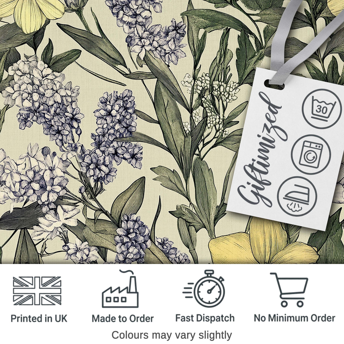 Vintage Botanical Floral Illustration Seamless Pattern Lovely  Digital Print Material by the Metre UK Sewing Quilting Textile
