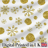 Gold Snowflakes and Glitter Dots Seamless Pattern Cute Unique Gift  Digital Print Material by the Metre UK Sewing Quilting Textile
