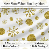 Gold Snowflakes and Glitter Dots Seamless Pattern Cute Unique Gift  Digital Print Material by the Metre UK Sewing Quilting Textile