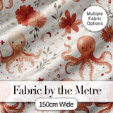 Cute Octopus and Floral Watercolor Seamless Pattern Cute Unique Gift  Digital Print Material by the Metre UK Sewing Quilting Textile