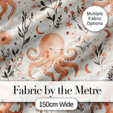 Cute Octopus Floral Seamless Pattern Charming  Decor Lovely  Digital Print Material by the Metre UK Sewing Quilting Textile