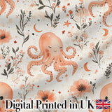 Cute Octopus Floral Seamless Pattern Charming  Decor Lovely  Digital Print Material by the Metre UK Sewing Quilting Textile