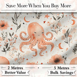 Cute Octopus Floral Seamless Pattern Charming  Decor Lovely  Digital Print Material by the Metre UK Sewing Quilting Textile