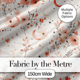 Peach Floral Moon Seamless Pattern Stylish Everyday  Lovely  Digital Print Material by the Metre UK Sewing Quilting Textile