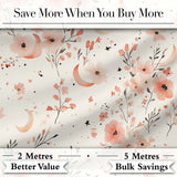 Peach Floral Moon Seamless Pattern Stylish Everyday  Lovely  Digital Print Material by the Metre UK Sewing Quilting Textile