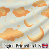 Orange Clouds Moon Stars Seamless Pattern Cute Unique Gift Lovely  Digital Print Material by the Metre UK Sewing Quilting Textile