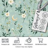 Green Floral Moon Seamless Pattern Charming  Decor Lovely  Digital Print Material by the Metre UK Sewing Quilting Textile
