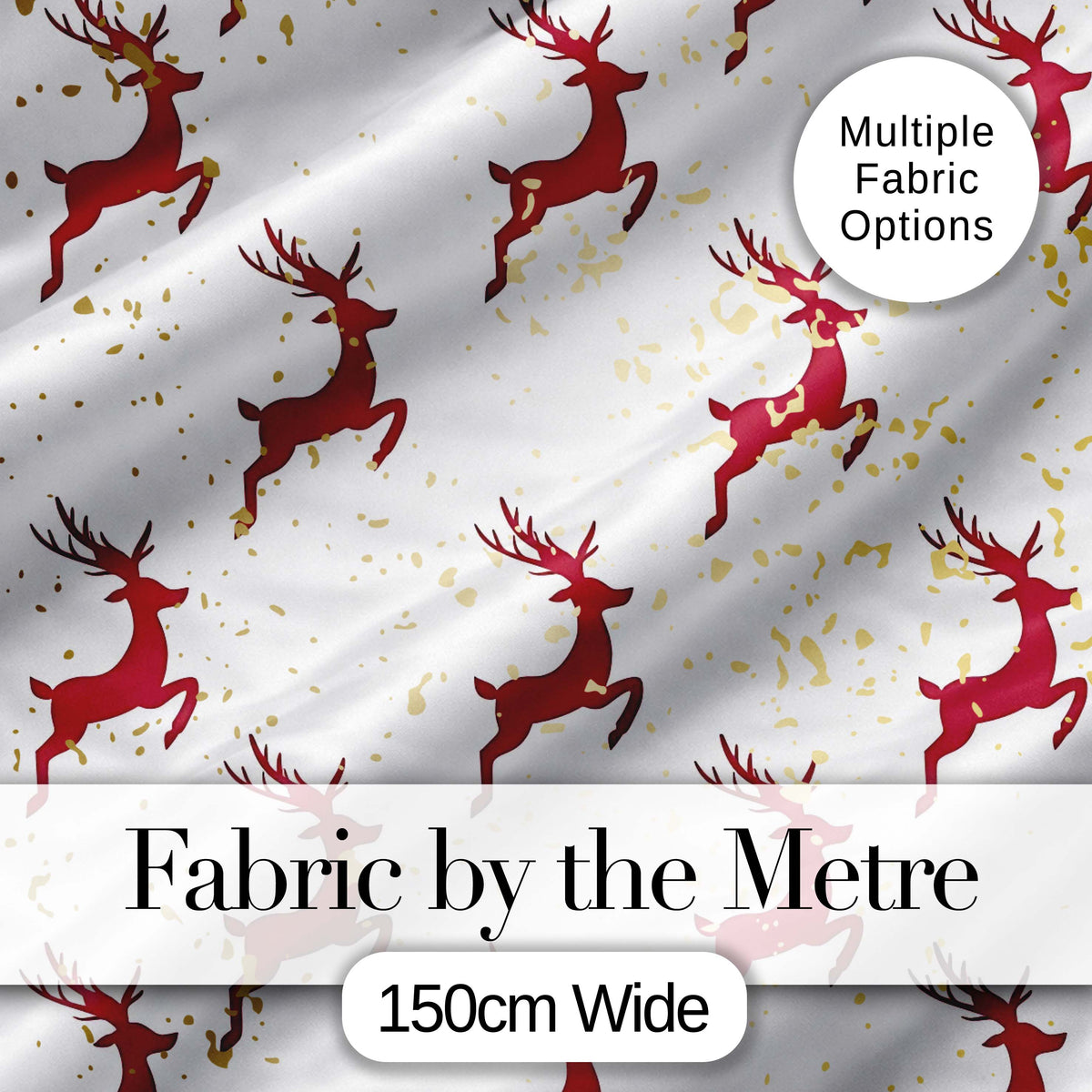 Red Reindeer Christmas Seamless Pattern Cute Unique Gift Lovely  Digital Print Material by the Metre UK Sewing Quilting Textile