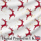 Red Reindeer Christmas Seamless Pattern Cute Unique Gift Lovely  Digital Print Material by the Metre UK Sewing Quilting Textile