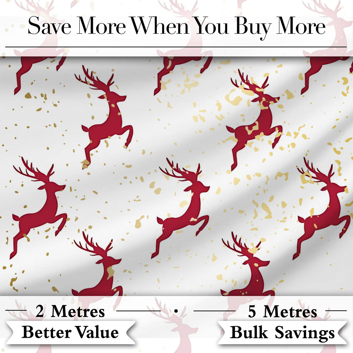 Red Reindeer Christmas Seamless Pattern Cute Unique Gift Lovely  Digital Print Material by the Metre UK Sewing Quilting Textile