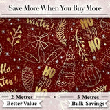 Christmas Gold Foil Typography Bells Tree Festive Seamless Pattern  Digital Print Material by the Metre UK Sewing Quilting Textile