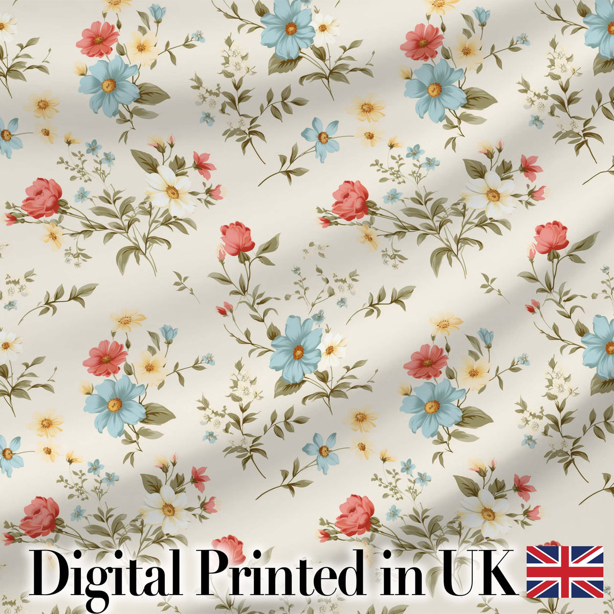 Pastel Floral Spring Pattern Cream Background Seamless Lovely  Digital Print Material by the Metre UK Sewing Quilting Textile