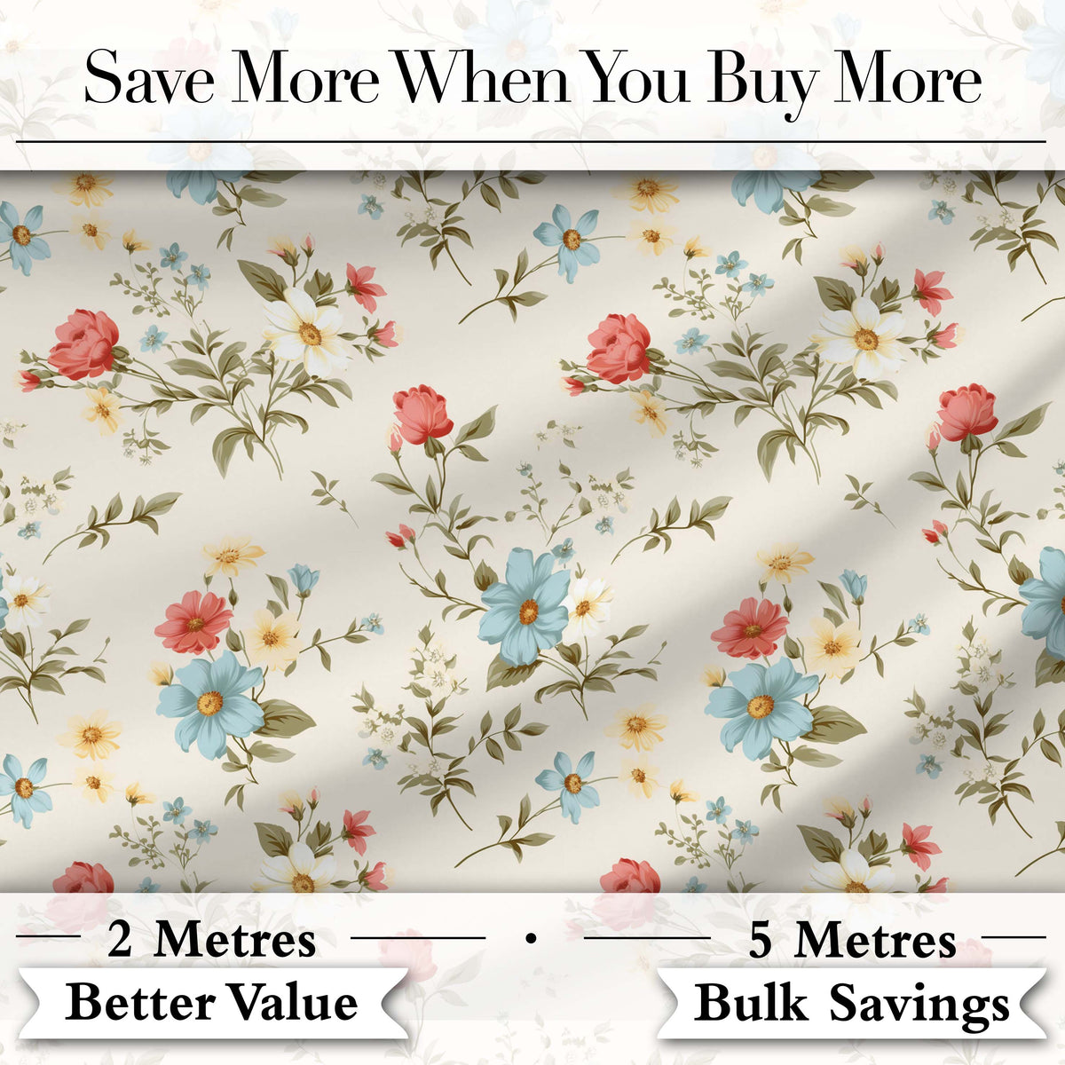 Pastel Floral Spring Pattern Cream Background Seamless Lovely  Digital Print Material by the Metre UK Sewing Quilting Textile