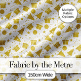 Gold Christmas Icons Pattern White Background Seamless Lovely  Digital Print Material by the Metre UK Sewing Quilting Textile