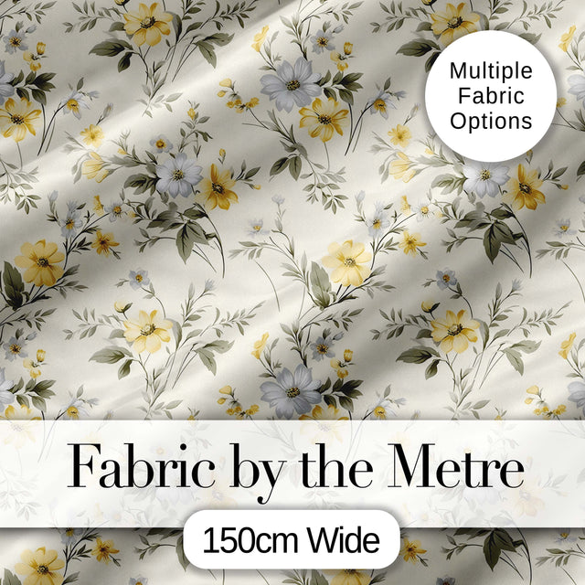 Soft Yellow and White Floral Pattern Cream Background Seamless  Digital Print Material by the Metre UK Sewing Quilting Textile