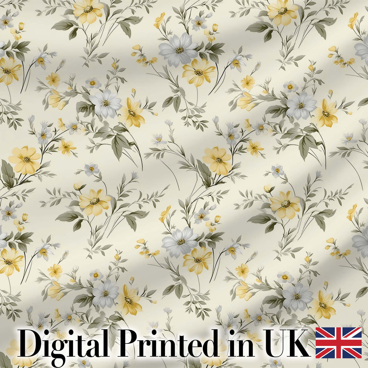 Soft Yellow and White Floral Pattern Cream Background Seamless  Digital Print Material by the Metre UK Sewing Quilting Textile
