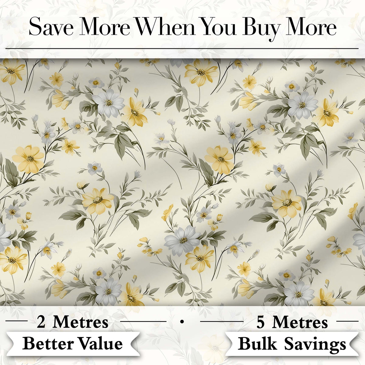 Soft Yellow and White Floral Pattern Cream Background Seamless  Digital Print Material by the Metre UK Sewing Quilting Textile