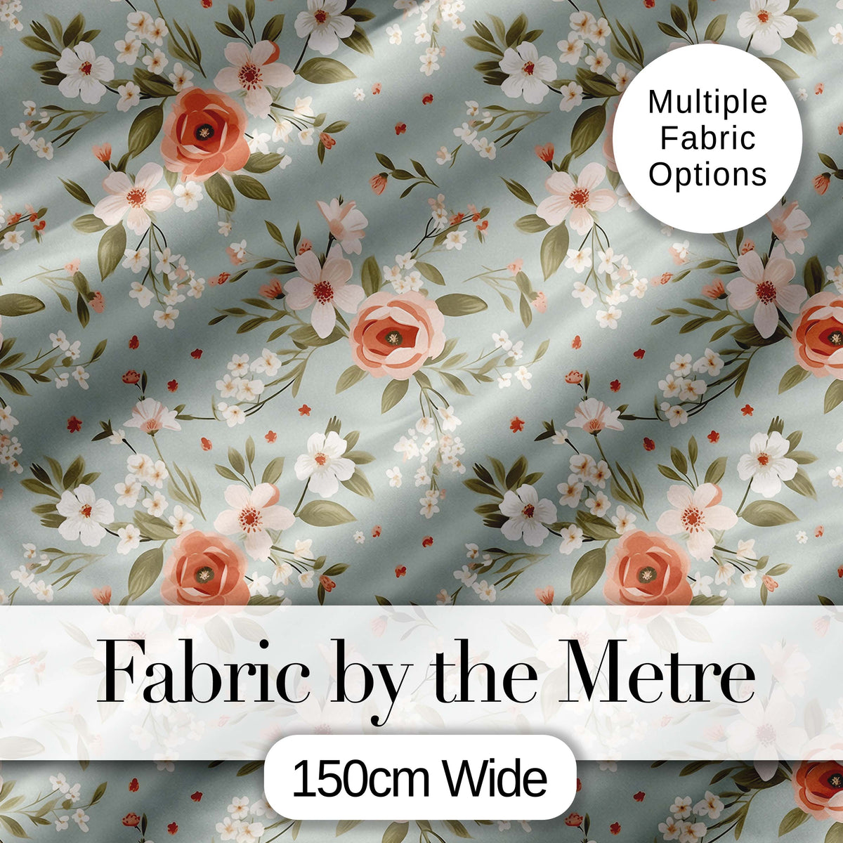 Peach Rose Floral Pattern Blue Background Seamless Cute Unique Gift  Digital Print Material by the Metre UK Sewing Quilting Textile