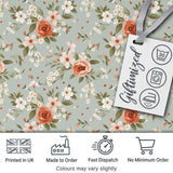 Peach Rose Floral Pattern Blue Background Seamless Cute Unique Gift  Digital Print Material by the Metre UK Sewing Quilting Textile