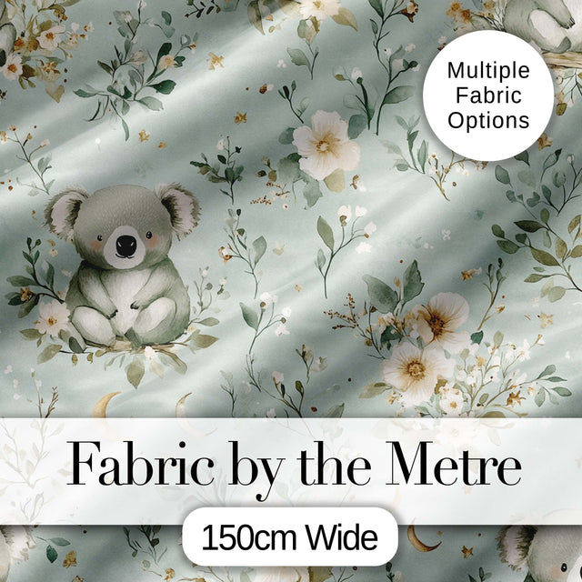 Daisy and Moon Botanical Pattern Green Background Seamless Lovely  Digital Print Material by the Metre UK Sewing Quilting Textile