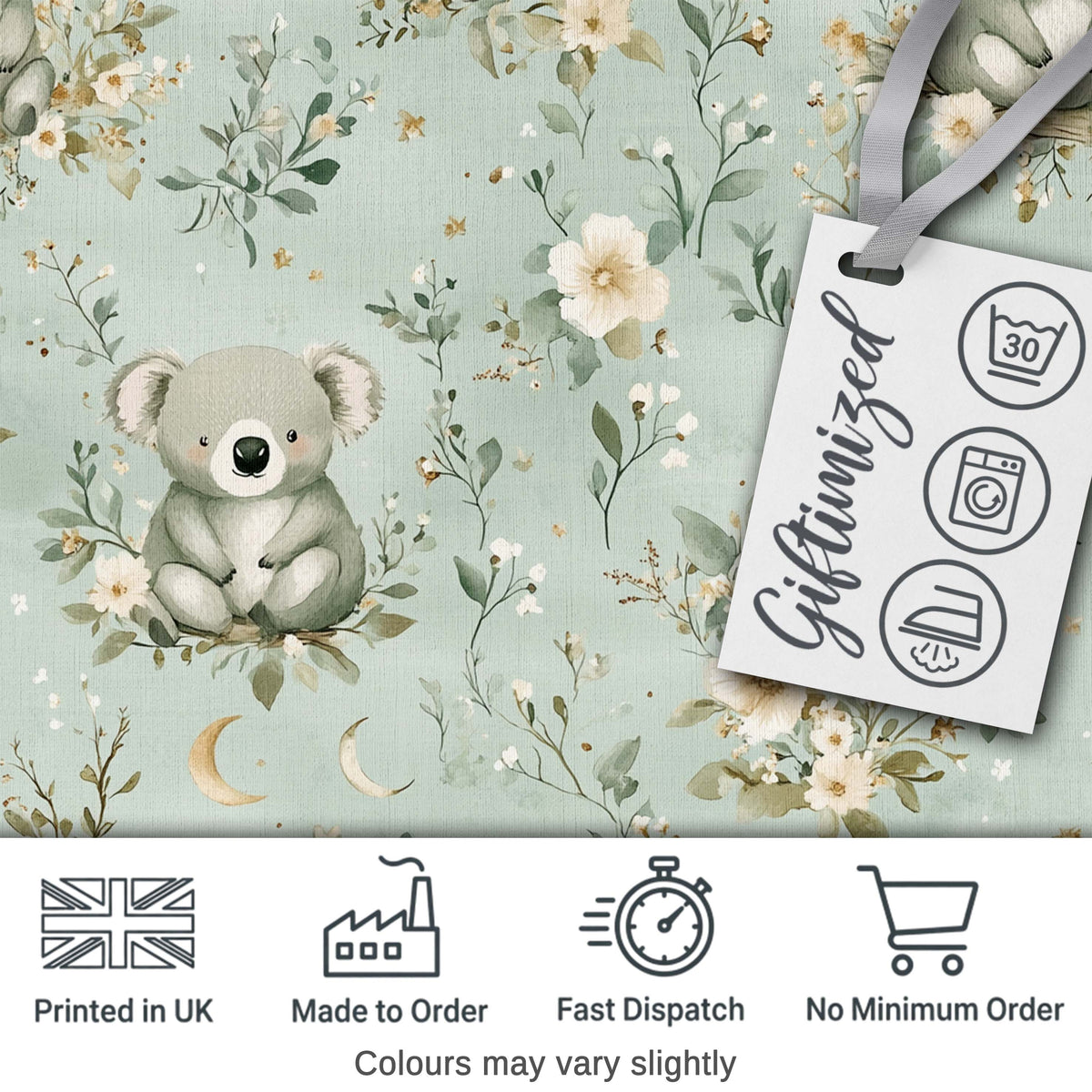 Daisy and Moon Botanical Pattern Green Background Seamless Lovely  Digital Print Material by the Metre UK Sewing Quilting Textile