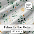 Minimal Floral Leaves and Sun Pattern White Background Seamless  Digital Print Material by the Metre UK Sewing Quilting Textile