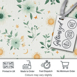 Minimal Floral Leaves and Sun Pattern White Background Seamless  Digital Print Material by the Metre UK Sewing Quilting Textile