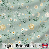 Minimal Floral Leaves and Sun moon Pattern Beautiful Background  Digital Print Material by the Metre UK Sewing Quilting Textile
