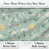 Minimal Floral Leaves and Sun moon Pattern Beautiful Background  Digital Print Material by the Metre UK Sewing Quilting Textile