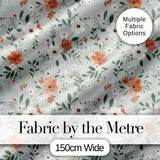 Wildflower Orange and White Floral Pattern Sage Background Seamless  Digital Print Material by the Metre UK Sewing Quilting Textile