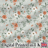 Wildflower Orange and White Floral Pattern Sage Background Seamless  Digital Print Material by the Metre UK Sewing Quilting Textile