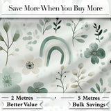 Watercolor Green Floral Rainbow Pattern White Background Seamless  Digital Print Material by the Metre UK Sewing Quilting Textile