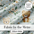Teddy Bear Floral Nursery Pattern Blue Background Seamless Lovely  Digital Print Material by the Metre UK Sewing Quilting Textile