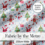 Santa Reindeer Christmas Tree Pattern Cute Holiday Seamless Design  Digital Print Material by the Metre UK Sewing Quilting Textile