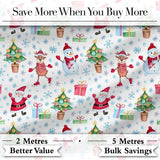 Santa Reindeer Christmas Tree Pattern Cute Holiday Seamless Design  Digital Print Material by the Metre UK Sewing Quilting Textile