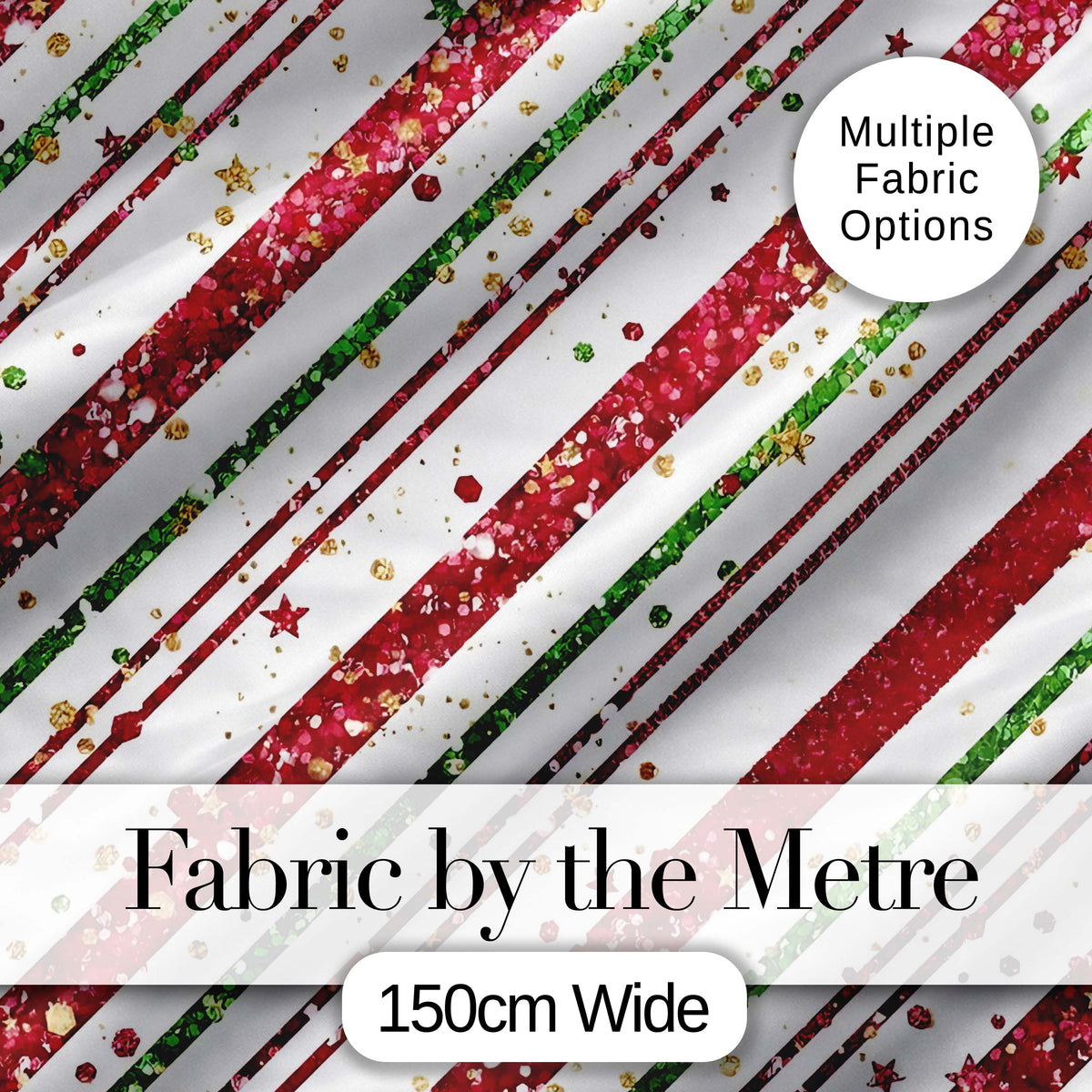 Red Green Glitter Stripe Christmas Pattern Festive Seamless Design  Digital Print Material by the Metre UK Sewing Quilting Textile