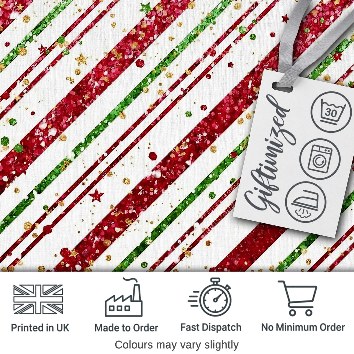 Red Green Glitter Stripe Christmas Pattern Festive Seamless Design  Digital Print Material by the Metre UK Sewing Quilting Textile