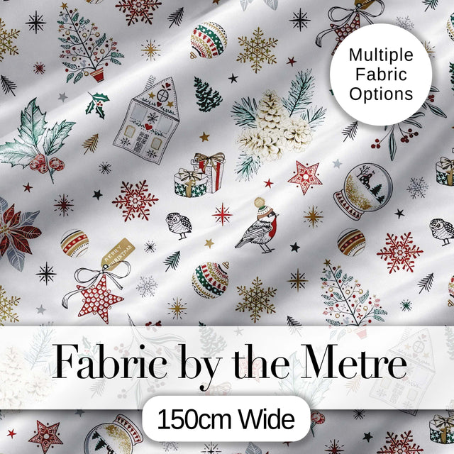 Christmas Icons Pattern Snowflakes Gifts Baubles Seamless Design  Digital Print Material by the Metre UK Sewing Quilting Textile