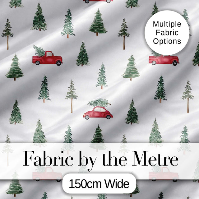 Winter Forest Red Car Christmas Tree Pattern Seamless Design Lovely  Digital Print Material by the Metre UK Sewing Quilting Textile