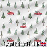 Winter Forest Red Car Christmas Tree Pattern Seamless Design Lovely  Digital Print Material by the Metre UK Sewing Quilting Textile