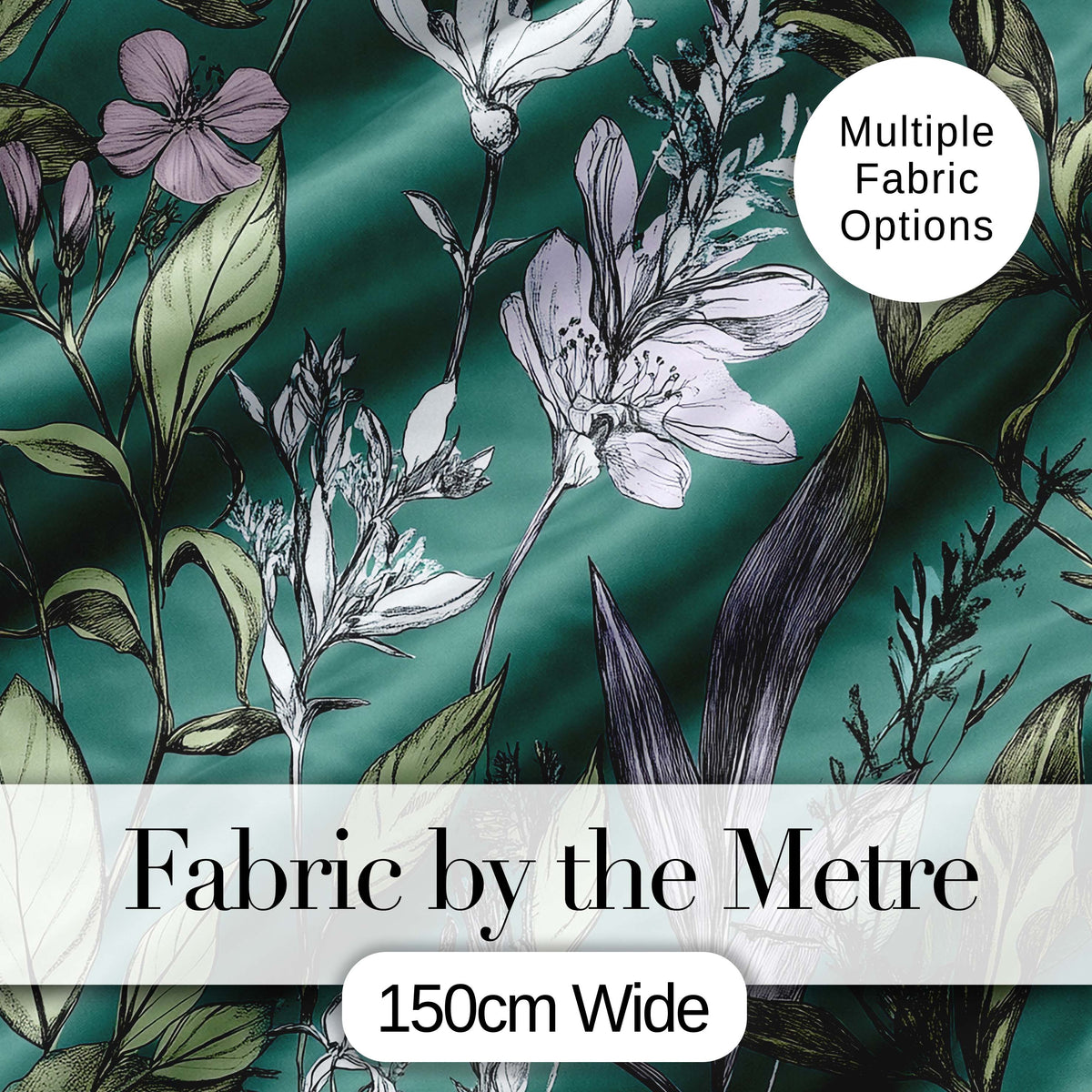 Vintage Botanical Floral Sketch Teal Background Seamless Pattern  Digital Print Material by the Metre UK Sewing Quilting Textile