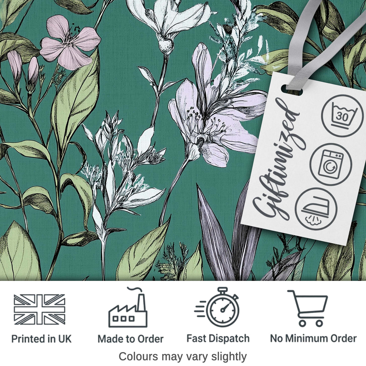 Vintage Botanical Floral Sketch Teal Background Seamless Pattern  Digital Print Material by the Metre UK Sewing Quilting Textile