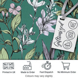 Vintage Botanical Floral Sketch Teal Background Seamless Pattern  Digital Print Material by the Metre UK Sewing Quilting Textile